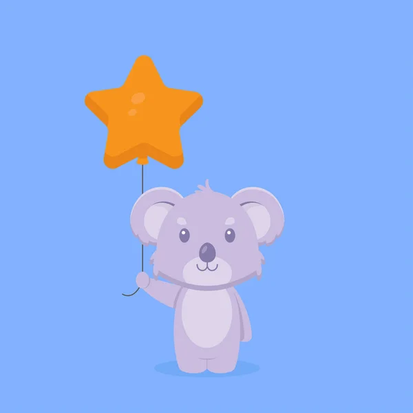 Cute Koala Holding Balloon Free Vector — Vector de stock