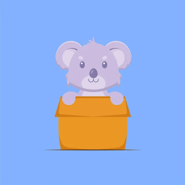 Cute Koala Playing Box Cartoon — Vector de stock