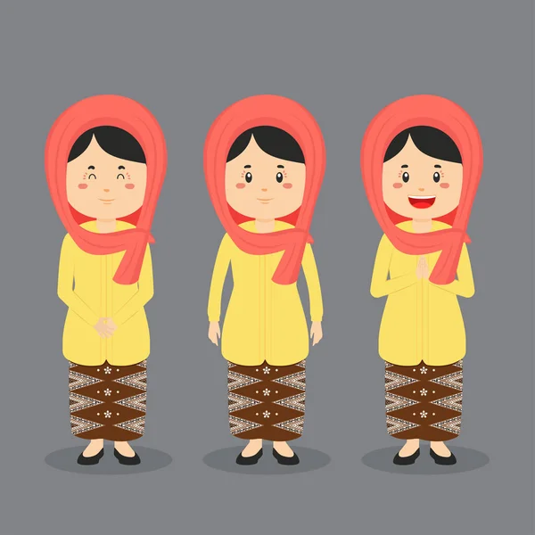 ジャカルタ様々な表情を持つインドネシアのキャラクター — ストックベクタ