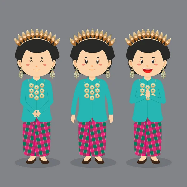 Personaje South Sulawesi Con Varias Expresiones — Archivo Imágenes Vectoriales