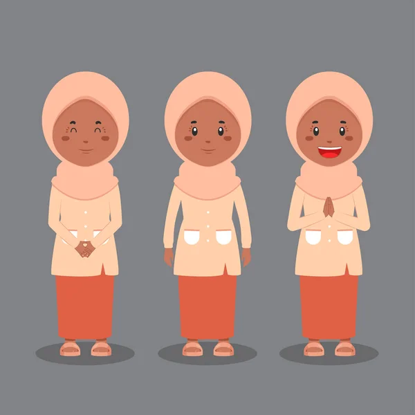 様々な表現を持つムスリムキャラクター — ストックベクタ