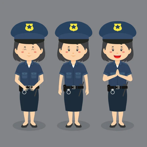Çeşitli Fadeli Kadın Polis Karakteri — Stok Vektör
