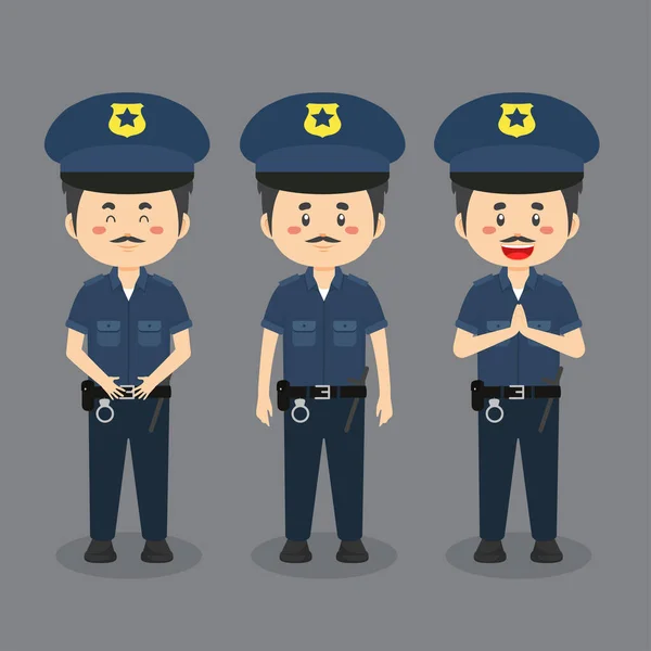 Policeman Character Various Expression — 图库矢量图片