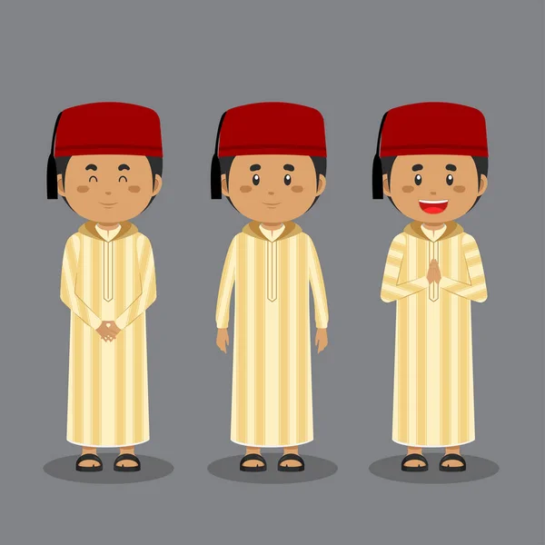 多様な表現を持つモロッコ人キャラクター — ストックベクタ