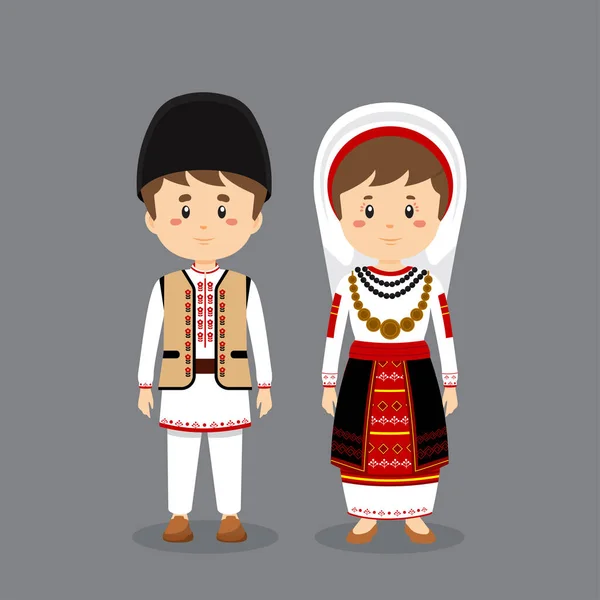 Rumen Ulusal Elbisesi Giyen Çift Karakteri