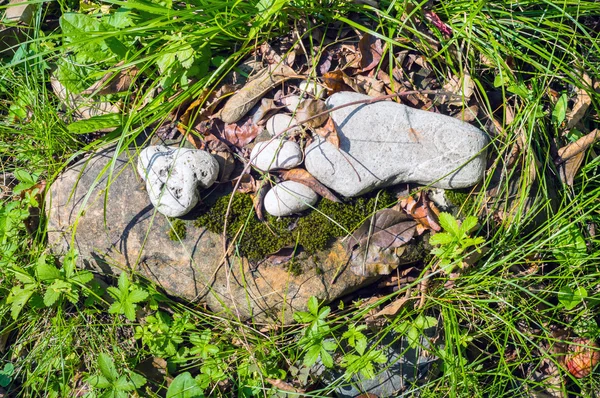 Spåra fotavtryck av fötterna av en sten sten — Stockfoto