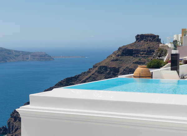 Swimming pool in Santorini, Greece