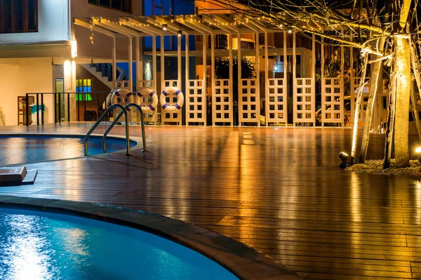 Zona Relax Típica Con Piscina Resort Tropical Lujo Por Noche — Foto de Stock