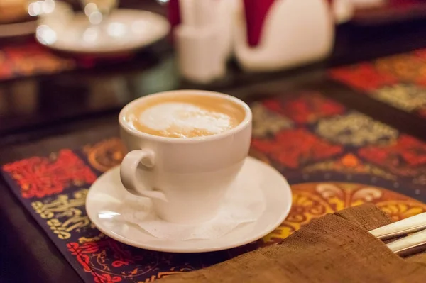 Kávé Csésze Kávézóban Vintage Stílusú Effekt Kép — Stock Fotó