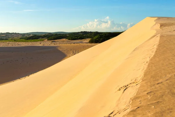 Dunas Areia Deserto Céu Azul Pôr Sol — Fotografia de Stock