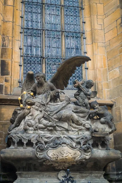 Scène Biblique Sur Église Cathédrale Sacré Vitus Prague République Tchèque Images De Stock Libres De Droits