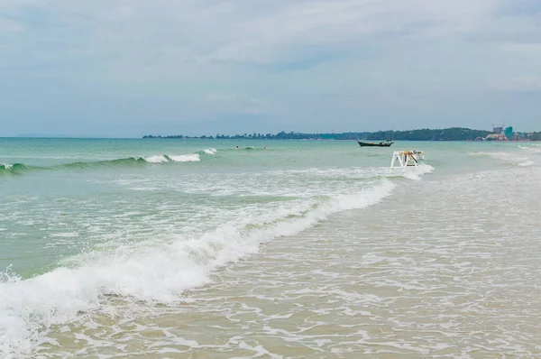 Meereswellen Sandstrand Von Sihanoukville Kambodscha — Stockfoto