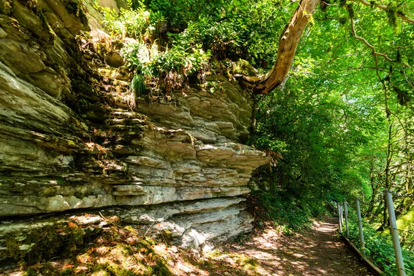 Texturas Varias Capas Piedra Pared Ruta Senderismo — Foto de Stock