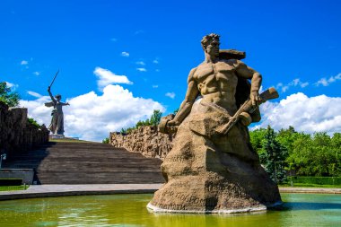 VOLGOGRAD, RUSSIA - 26 Mayıs 2019: Mamayev Kurgan 'daki Ölüm Anıtı.