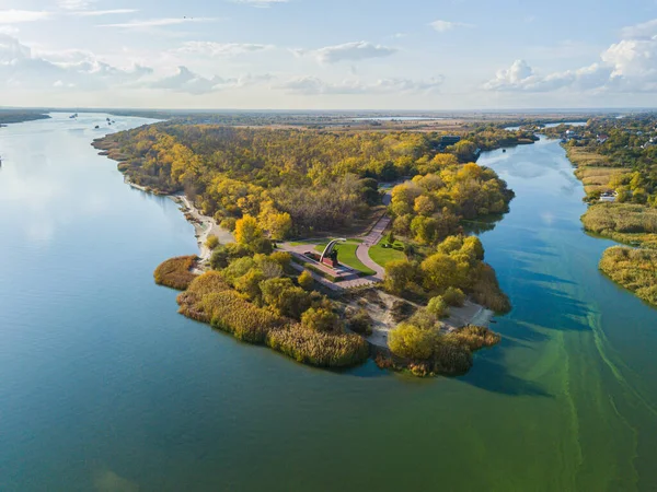 Forêt Bosquet Sur Cap Entre Deux Rivières Vue Aérienne — Photo