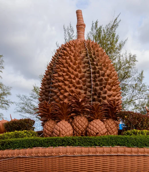 Het Grote Duriaanse Monument Kampot Cambodja Durian Circle Centrum Van — Stockfoto