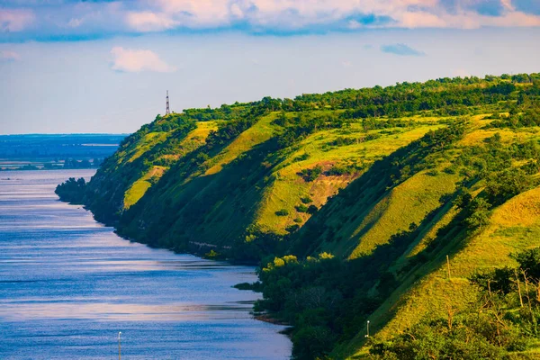 Panoramablick Auf Den Don Und Hügel Hänge Steppenküste Schlucht Schlucht — Stockfoto