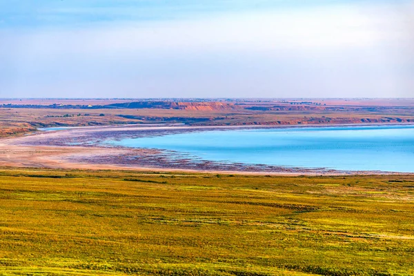 Salina Lago Salato Baskunchak Lago Blu Nella Regione Astrakhan Russia — Foto Stock