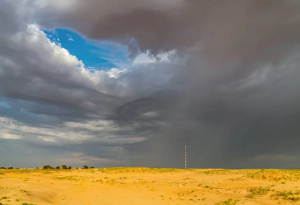 Dramatic stormy sky in desert before thunderstorm.