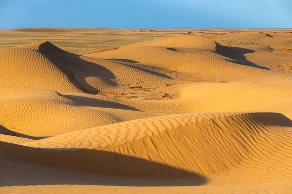 Huge Dunes Desert Beautiful Structures Sandy Barkhan Sand Dune Waves — Stock Photo, Image