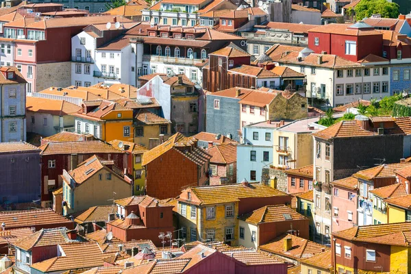 Porto Portogallo Centro Storico Ribeira Vista Lungomare Aerea Con Case — Foto Stock