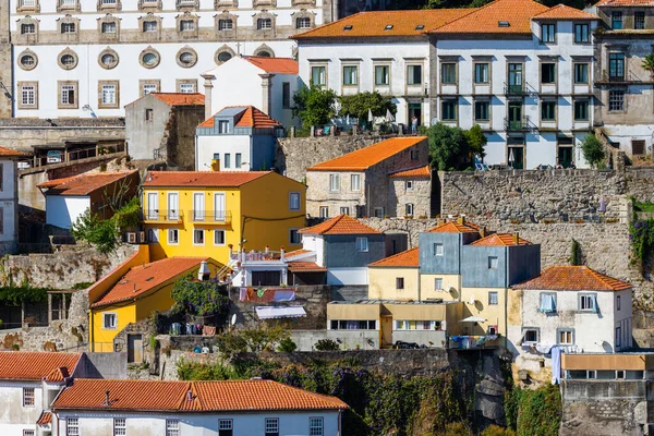 Porto Portugal Cidade Velha Vista Passeio Aéreo Ribeira Com Casas — Fotografia de Stock