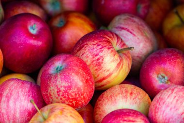 Kırmızı elma arka planı. Doğa ekolojik ürünler konsepti