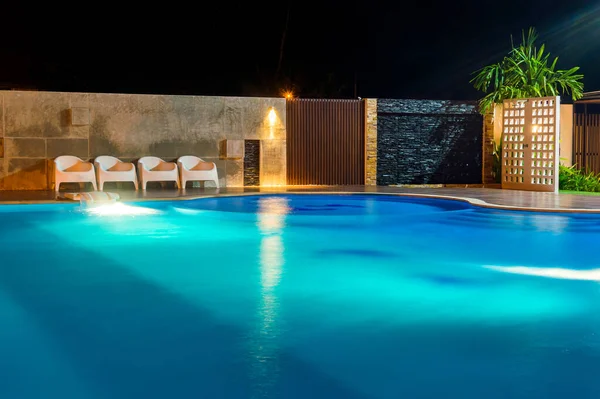 Piscina Lujoso Caribe Resort Tropical Por Noche Por Noche — Foto de Stock