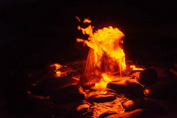 Primavera Acqua Fuoco Bruciare Metano Acqua Fuoco Freddo — Foto Stock