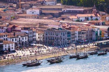 Portekiz, Portu, Ekim 06: 2018: Porto setinin panoramik kapalı hava görüntüsü, Portekiz.