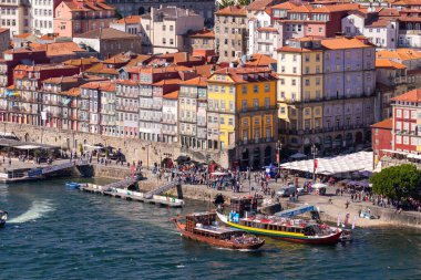 Portekiz, Portu, Ekim 06: 2018: Porto setinin panoramik kapalı hava görüntüsü, Portekiz.