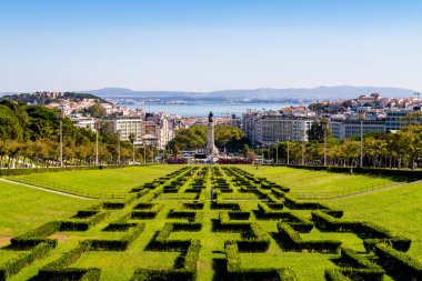 Portekiz, Lizbon, 09 Ekim 2018: Eduardo VII Park Lizbon, Portekiz 'in merkezinde