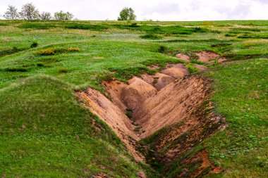 Tepelerin güzel yeşil yamaçları. Yaz mevsiminde doğa