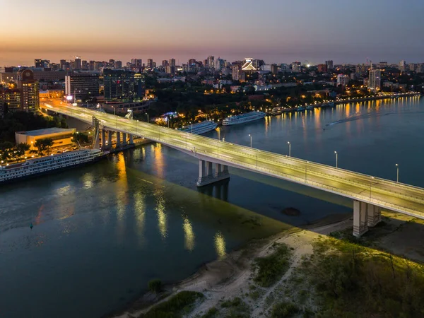 Rostov Don Rusia Julio 2020 Puente Voroshilovsky Atardecer Vista Orilla Imagen De Stock