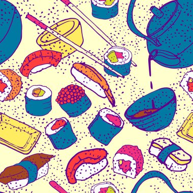 Sorunsuz doku. Japon yemekleri. Suşi.