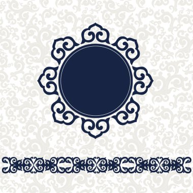 Doğu tarzı mavi bir süsleme ile kartı.