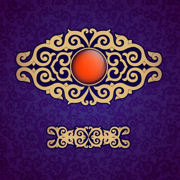 Orientalne, ludowy ornament. Purpurowe tło. — Wektor stockowy