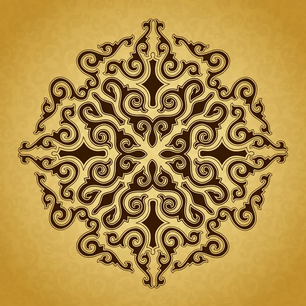 Brown ornament gold background. — Stock Vector