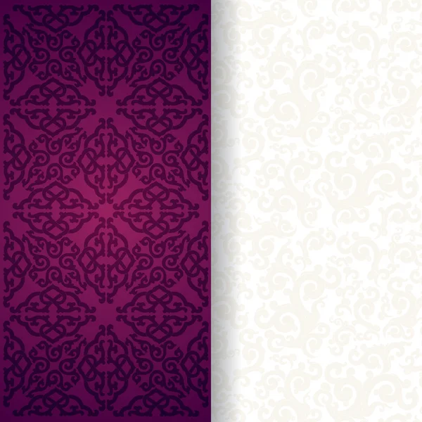 Oriental, ornamento popular. Fundo roxo . —  Vetores de Stock