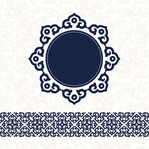Karte mit blauem Ornament im Ost-Stil. — Stockvektor