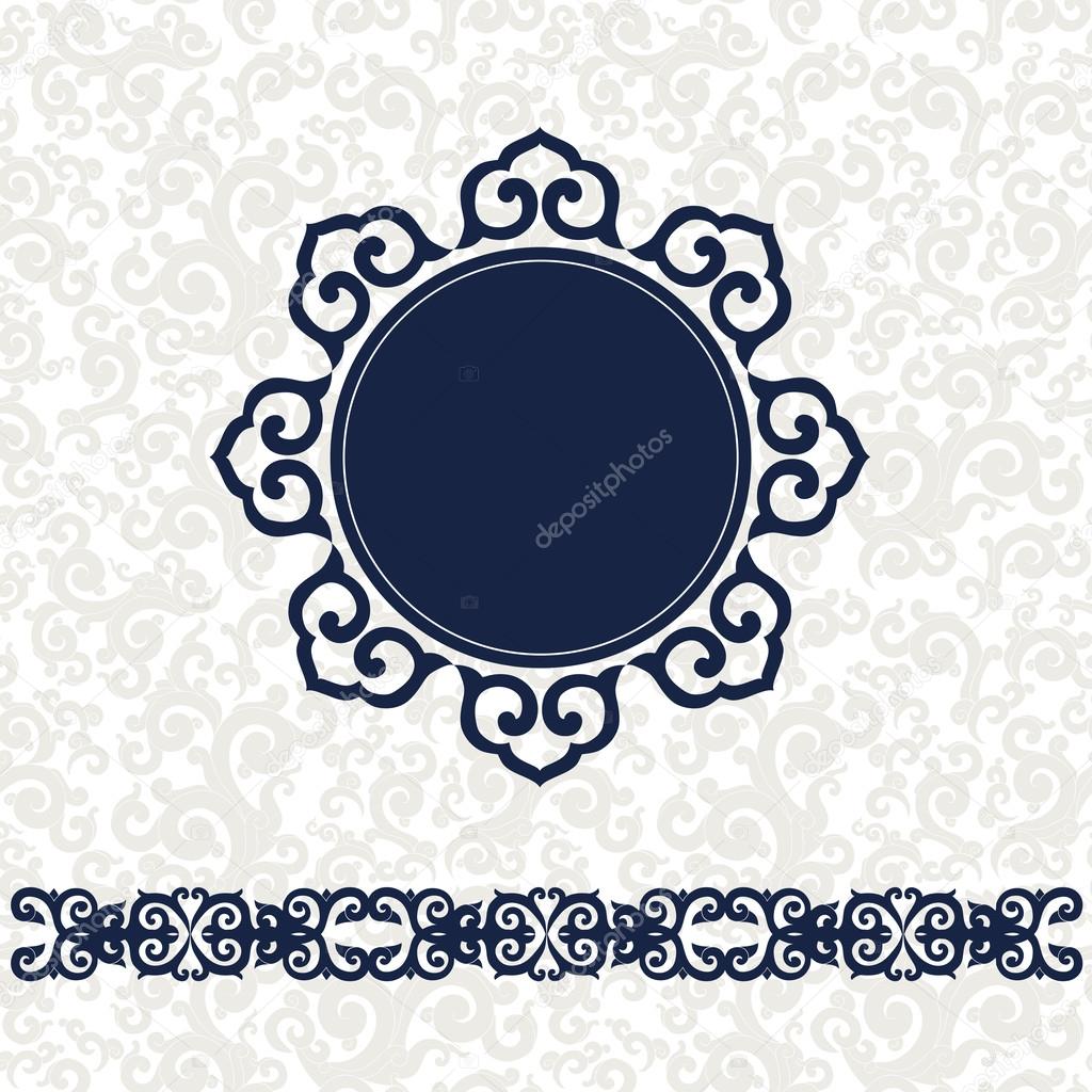 Card with a blue ornament in east style.