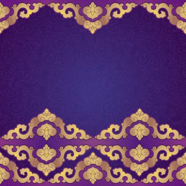 Oriental, folk ornament. Purple background. clipart