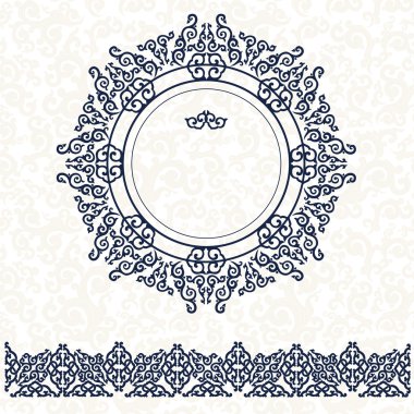 Card with a blue ornament in east style. clipart