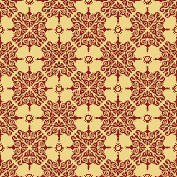 Fond doré, motif sans couture rouge . — Image vectorielle