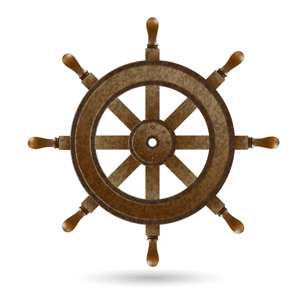 Wooden steering wheel of the ship. — Stock Vector