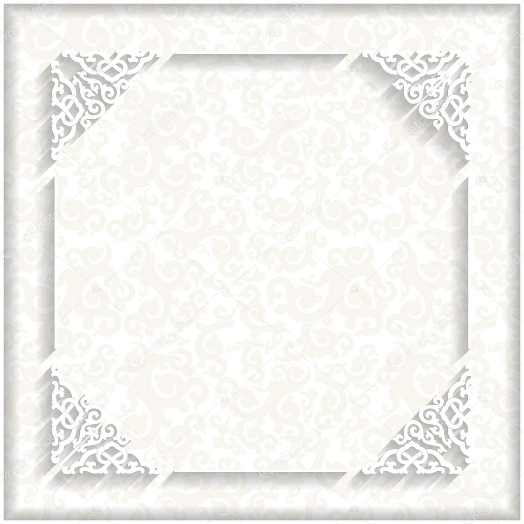 White 3d frame. Decorative pattern.
