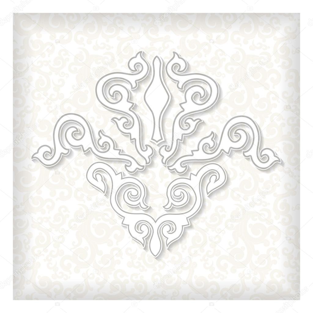White 3d frame. Decorative pattern.