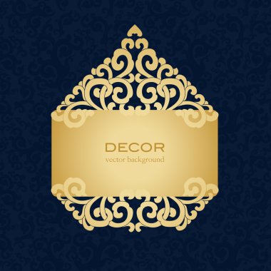 Altın tabak, mavi arka plan.