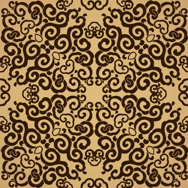 Ornamento marrón fondo dorado . — Vector de stock