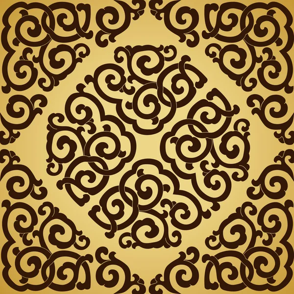 Ornamento marrom fundo dourado . —  Vetores de Stock